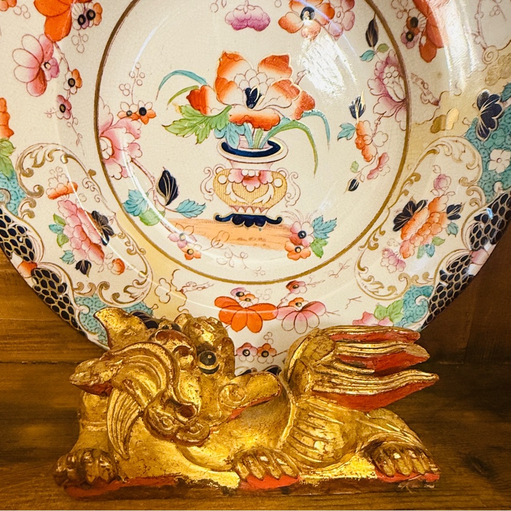 Antique Chinese Gilt Wood Foo Dog Temple Fragment - Picture 2 of 10
